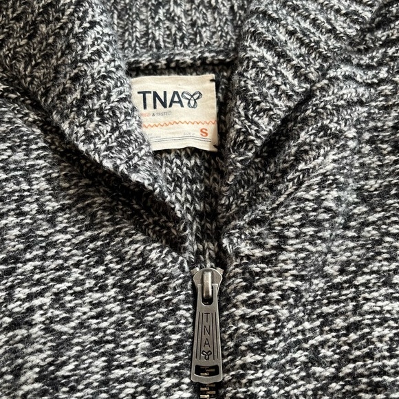 ARITZIA TNA TELLURIDE WOOL SWEATER, SHAWL COLLAR, Full Zipper, Size Small - Picture 6 of 14